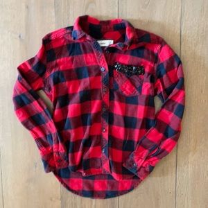 Girl's Abercrombie Kids Red and Black Flannel Shirt- size 9/10